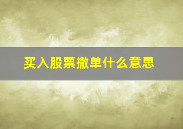 买入股票撤单什么意思