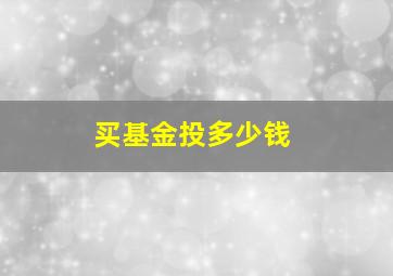 买基金投多少钱