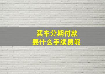 买车分期付款要什么手续费呢