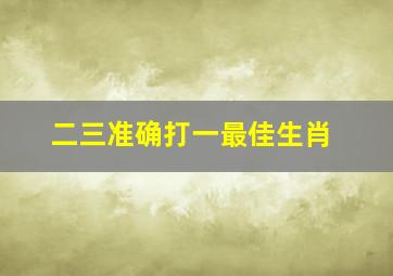 二三准确打一最佳生肖