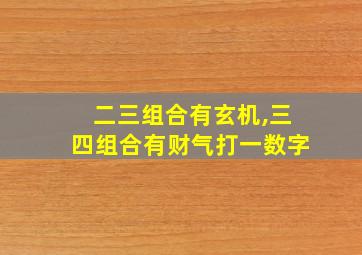 二三组合有玄机,三四组合有财气打一数字