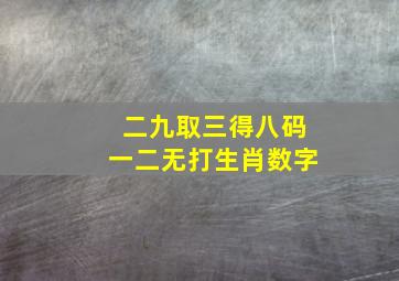 二九取三得八码一二无打生肖数字