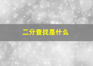 二分查找是什么