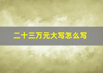 二十三万元大写怎么写