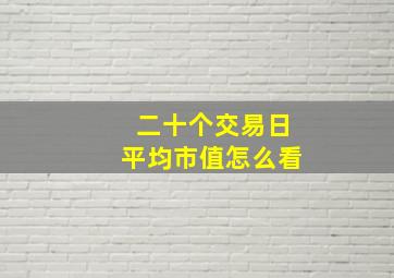 二十个交易日平均市值怎么看