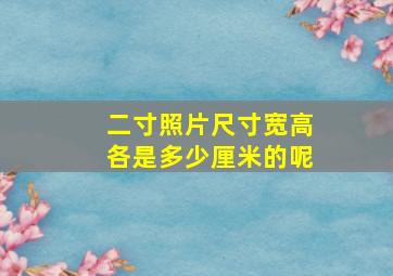 二寸照片尺寸宽高各是多少厘米的呢