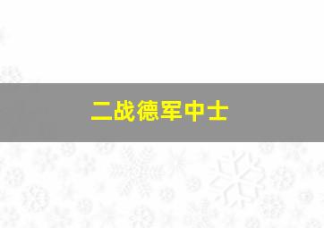 二战德军中士