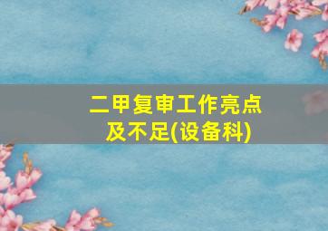 二甲复审工作亮点及不足(设备科)