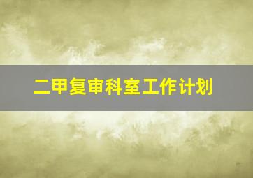 二甲复审科室工作计划