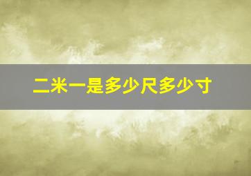 二米一是多少尺多少寸