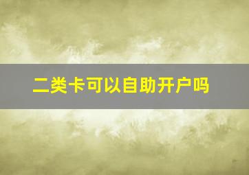 二类卡可以自助开户吗