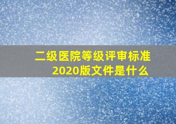 二级医院等级评审标准2020版文件是什么