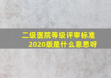 二级医院等级评审标准2020版是什么意思呀