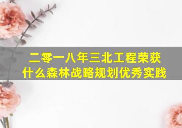 二零一八年三北工程荣获什么森林战略规划优秀实践