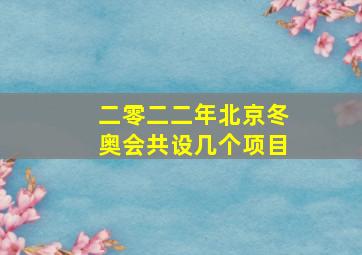 二零二二年北京冬奥会共设几个项目