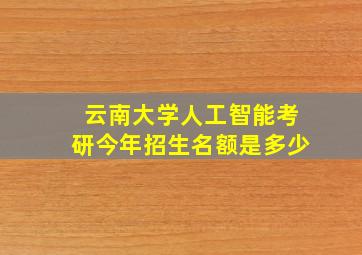 云南大学人工智能考研今年招生名额是多少