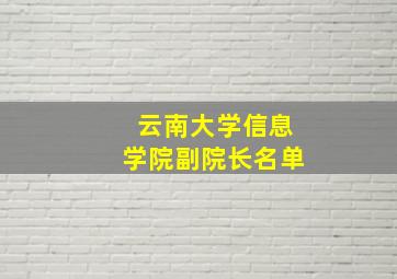 云南大学信息学院副院长名单