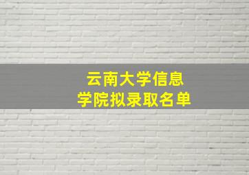 云南大学信息学院拟录取名单