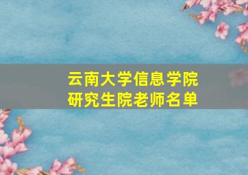 云南大学信息学院研究生院老师名单