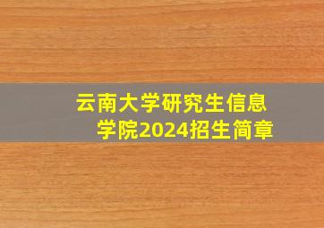 云南大学研究生信息学院2024招生简章