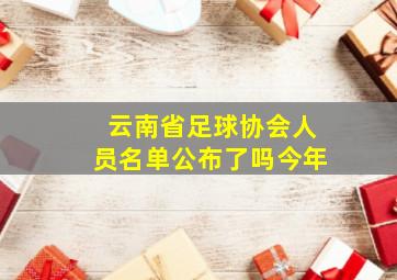 云南省足球协会人员名单公布了吗今年