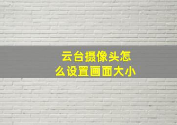 云台摄像头怎么设置画面大小