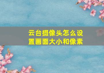 云台摄像头怎么设置画面大小和像素