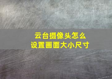 云台摄像头怎么设置画面大小尺寸