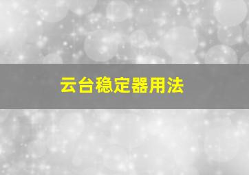 云台稳定器用法