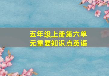 五年级上册第六单元重要知识点英语