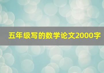 五年级写的数学论文2000字