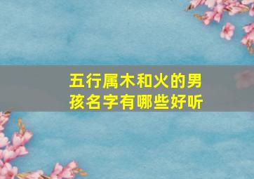 五行属木和火的男孩名字有哪些好听