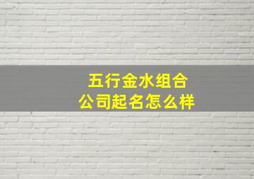 五行金水组合公司起名怎么样