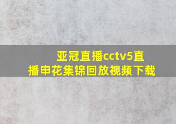 亚冠直播cctv5直播申花集锦回放视频下载