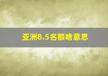 亚洲8.5名额啥意思