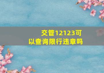 交管12123可以查询限行违章吗