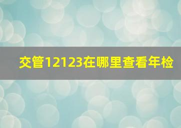 交管12123在哪里查看年检