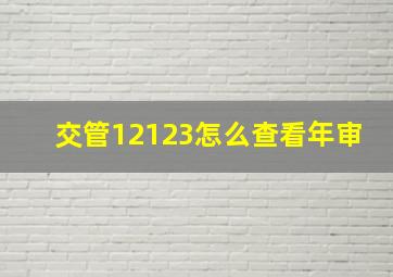 交管12123怎么查看年审