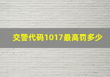 交警代码1017最高罚多少