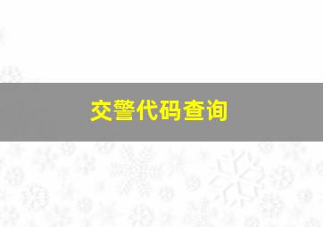 交警代码查询