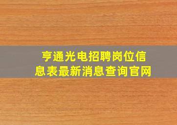 亨通光电招聘岗位信息表最新消息查询官网