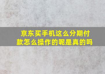 京东买手机这么分期付款怎么操作的呢是真的吗