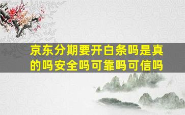 京东分期要开白条吗是真的吗安全吗可靠吗可信吗