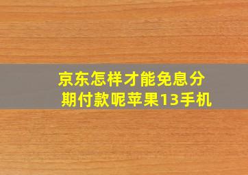 京东怎样才能免息分期付款呢苹果13手机