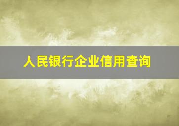 人民银行企业信用查询