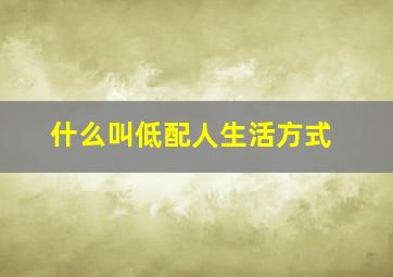 什么叫低配人生活方式