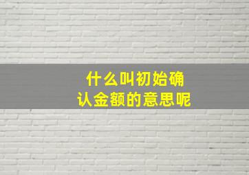 什么叫初始确认金额的意思呢