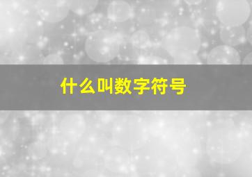 什么叫数字符号