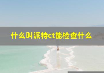 什么叫派特ct能检查什么