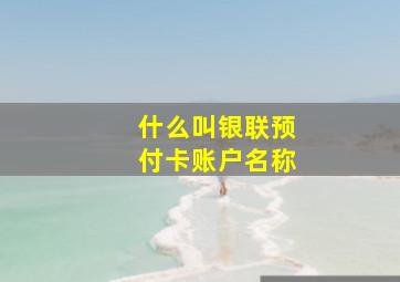 什么叫银联预付卡账户名称